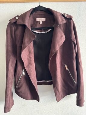 Philosophy Rich Brown Faux Suede Moto Jacket